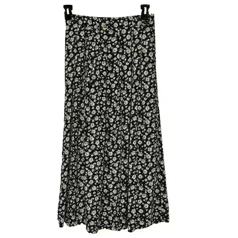Worthington Floral Maxi Skirt sz 12 Pocket Pleated Y2K Fairy Grunge made in USA